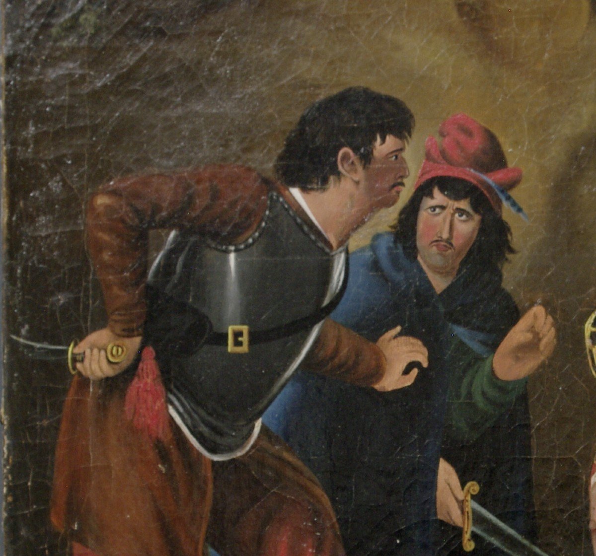 Painting 19th Spanish School Brigands Kidnapping-photo-3