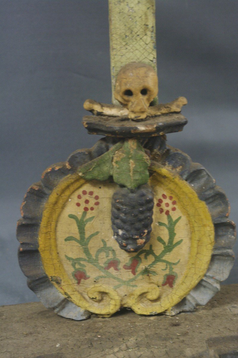 Crucifix Vers 1800 Bois Polychrome Amérique Du Sud-photo-3