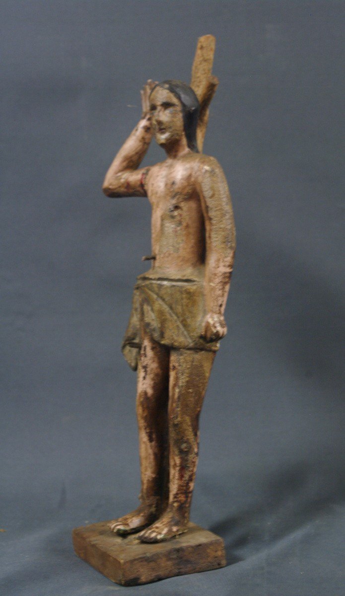 Saint Sebastian Folk Art Old Polychrome Wood-photo-3