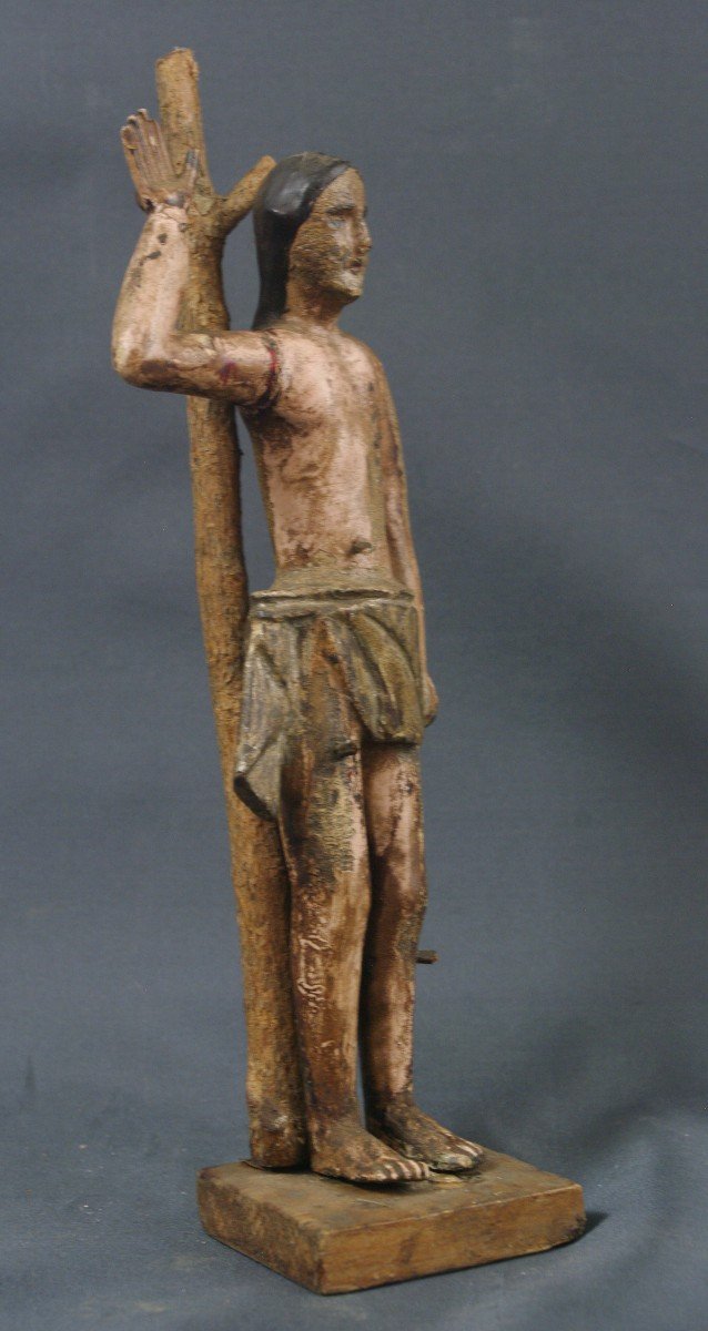 Saint Sebastian Folk Art Old Polychrome Wood