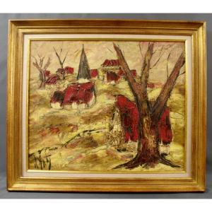 Tableau Henry Danty  1960 Vue De Village