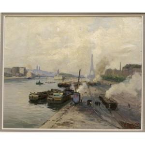 Vue de Paris par Corso école de paris genre Marquet vers 1930 quais de Seine