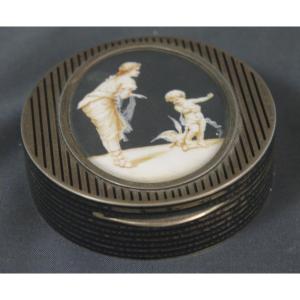 19th Miniature Box On Ivory Silver Vermeil