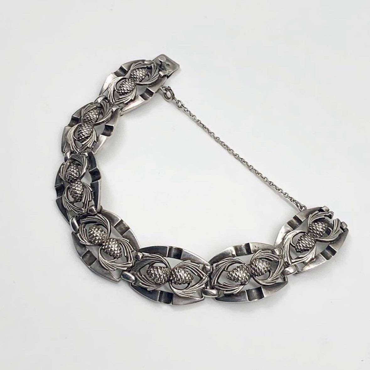 Bracelet Argent Pommes De Pin 1930-photo-2