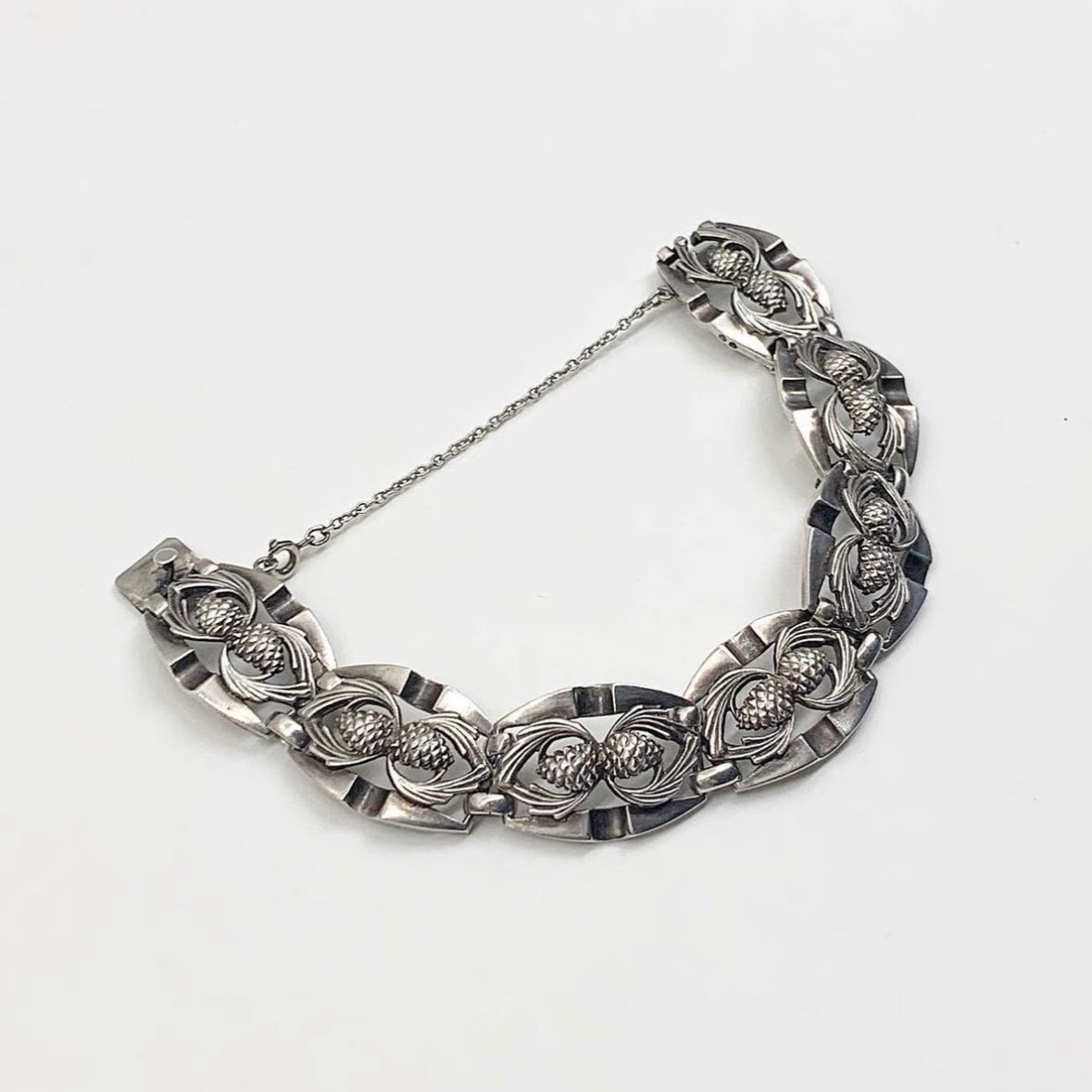 Bracelet Argent Pommes De Pin 1930-photo-3