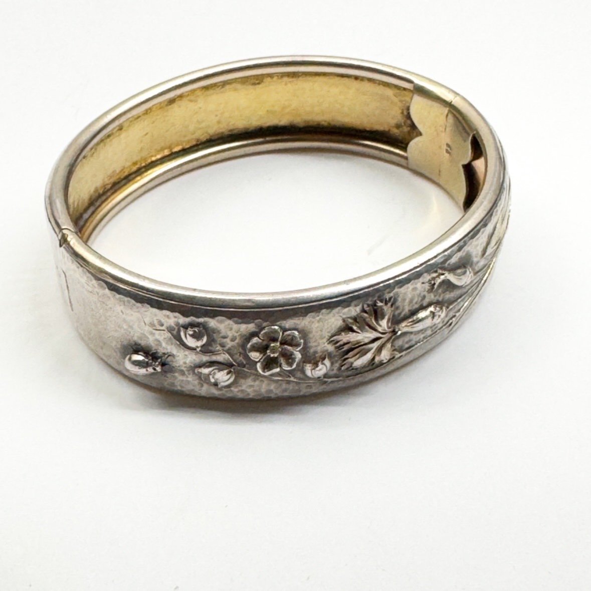 Art Nouveau Bracelet Argent Et Vermeil-photo-2