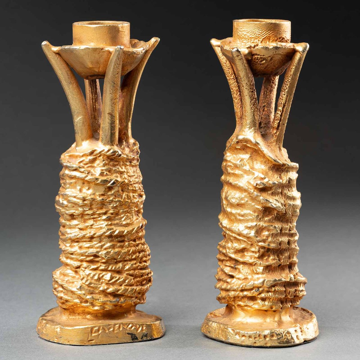 Pair Of Sculptural Candlesticks By Pierre Casenove For Fondica-photo-4