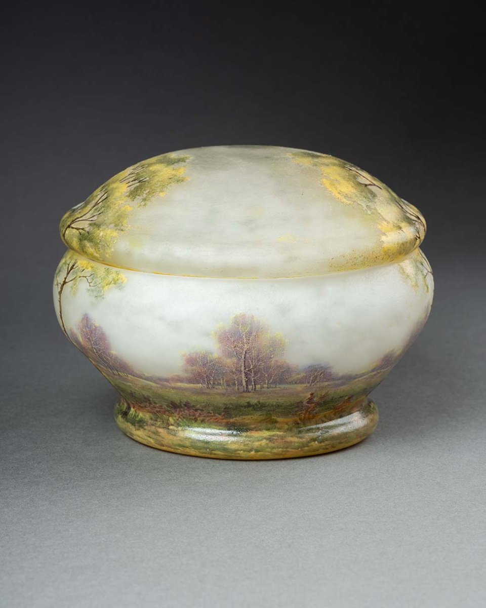 Daum Jewelry Box In Frosted Enameled Glass – Circa 1900-photo-4