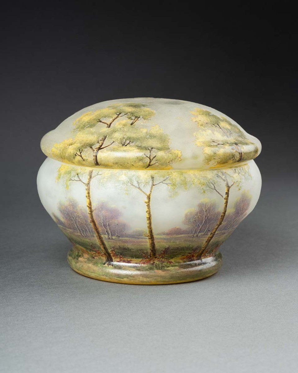 Daum Jewelry Box In Frosted Enameled Glass – Circa 1900