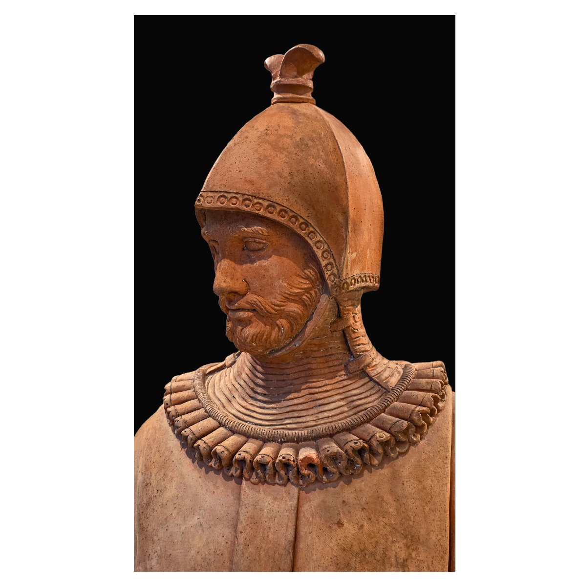 Buste de croisé en terre cuite - XIXᵉ siècle-photo-2