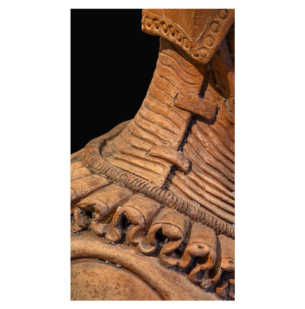 Buste de croisé en terre cuite - XIXᵉ siècle-photo-3