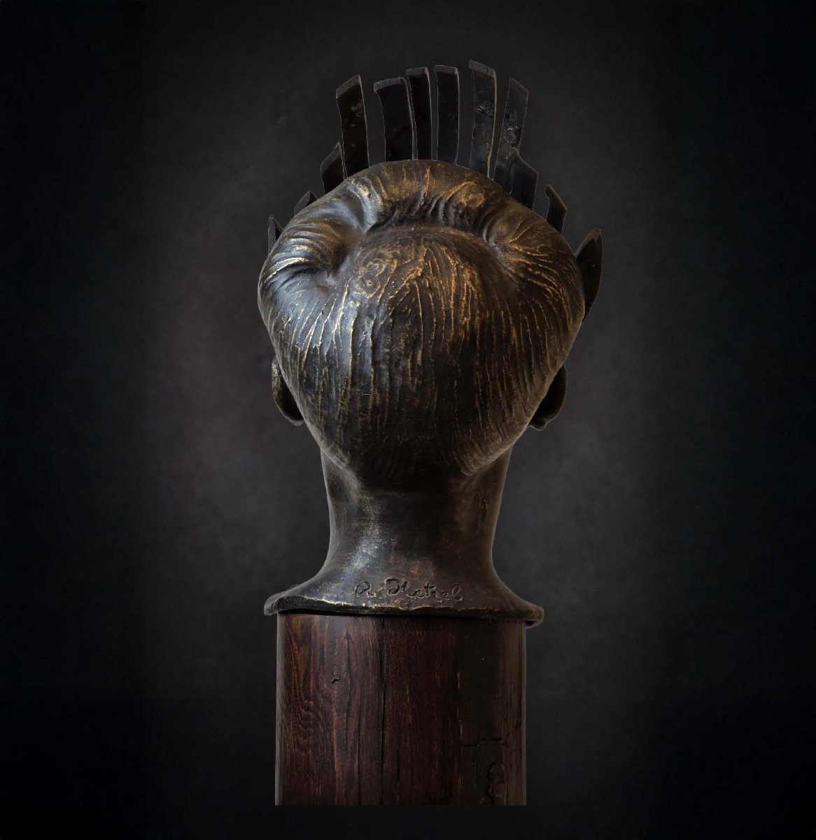 Buste en bronze signé René Hetzel-photo-3