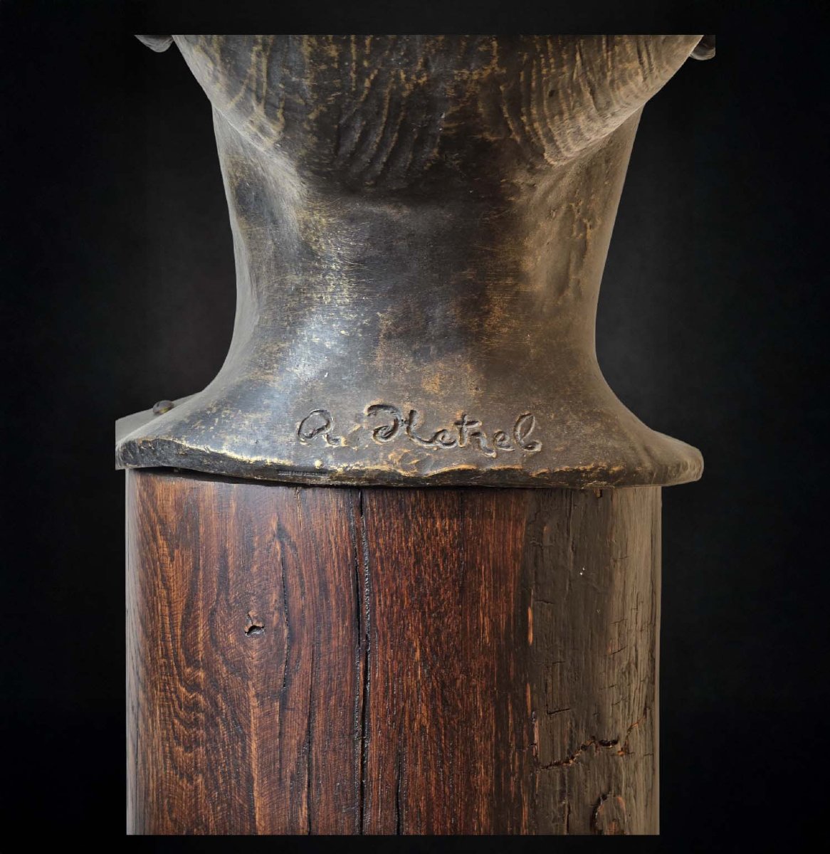 Buste en bronze signé René Hetzel-photo-4