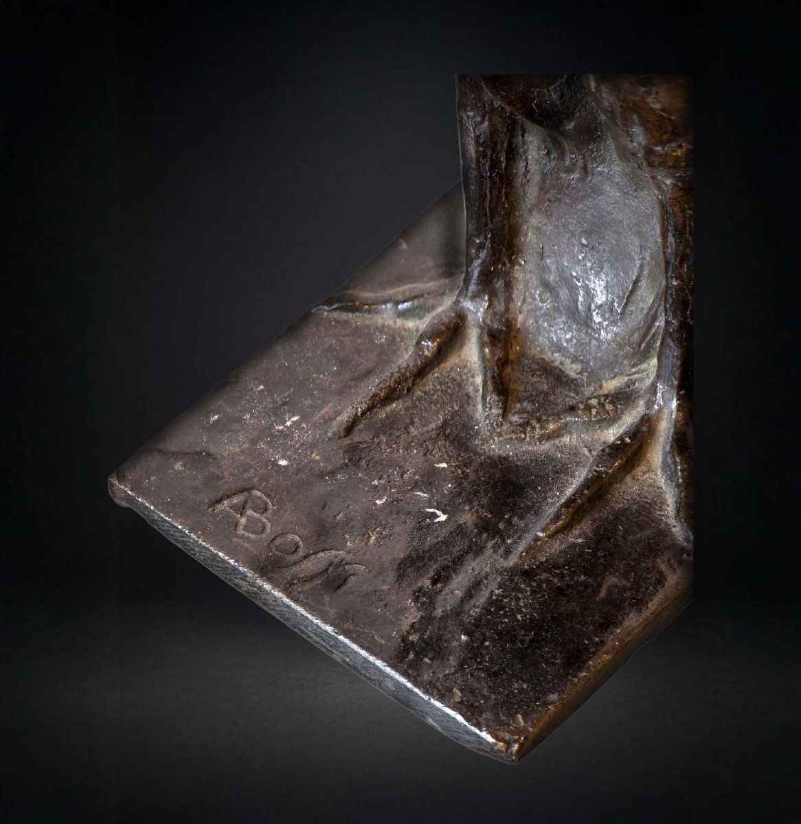 Bird Sculpture In Patinated Bronze Signed A. Bossi-photo-2