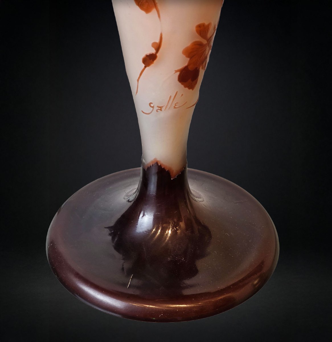 Émile Gallé – Grande lampe champignon Art Nouveau en pâte de verre à décor de vignes et raisins-photo-3