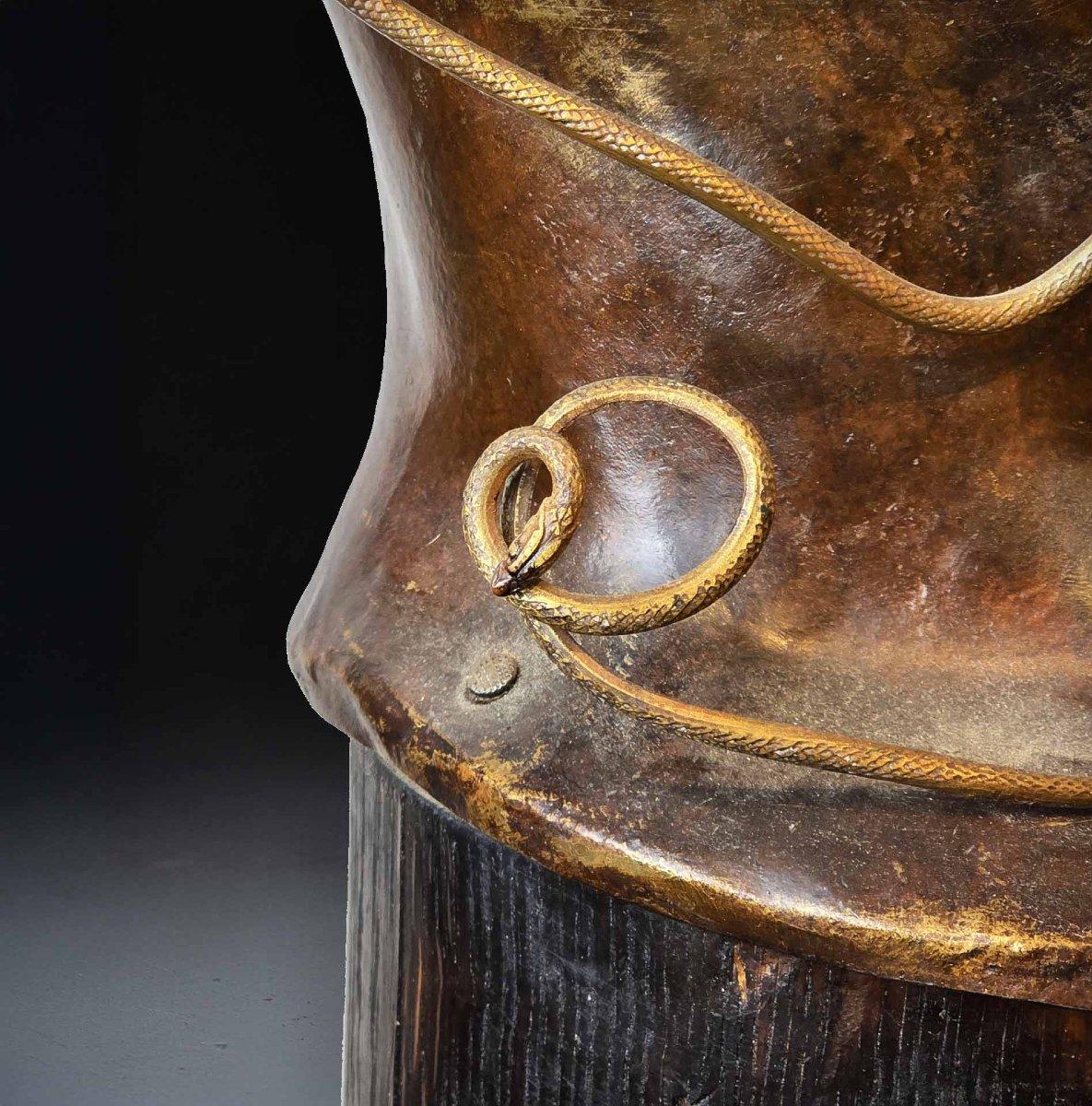 Buste aux serpents signé René Hetzel – Sculpture en bronze-photo-1