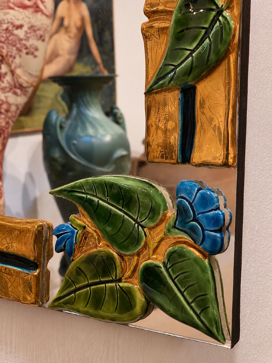 Marion De Crécy — Large Mirror In Glazed Ceramic And Gold, Mithé Espelt Studio-photo-3