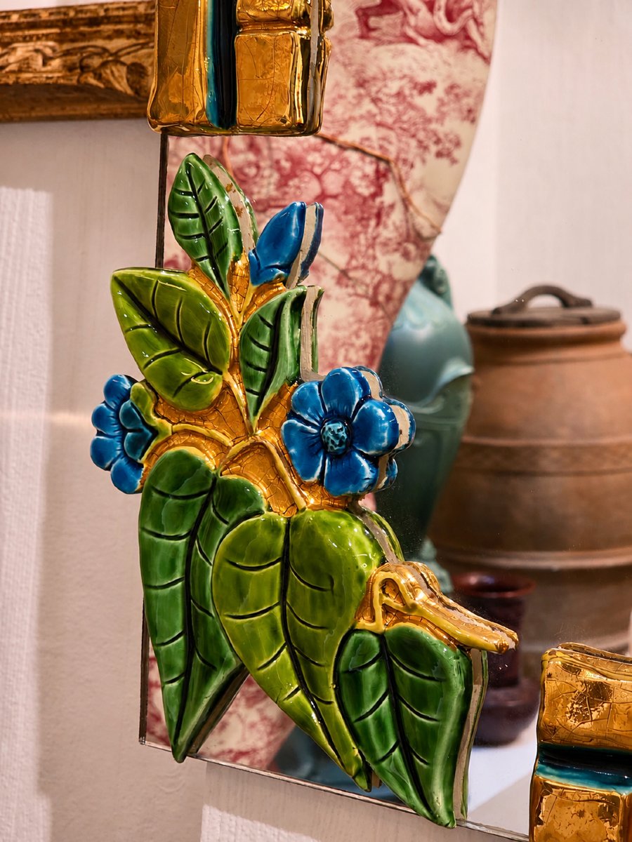 Marion De Crécy — Large Mirror In Glazed Ceramic And Gold, Mithé Espelt Studio-photo-1