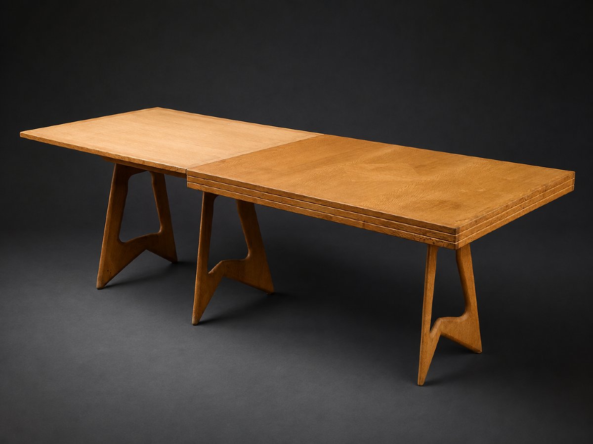 Guillerme And Chambron — Dining Table With A Folding Top In Oak-photo-2