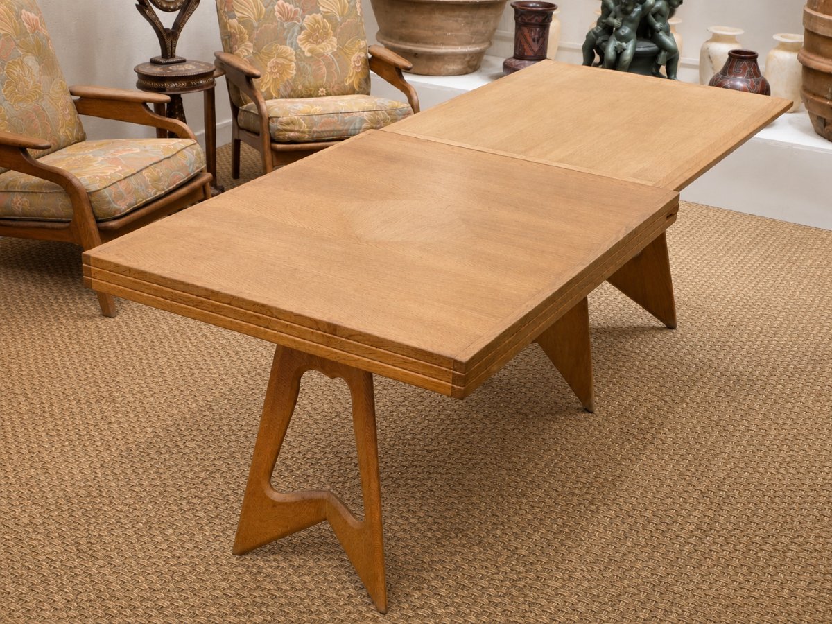 Guillerme And Chambron — Dining Table With A Folding Top In Oak-photo-3