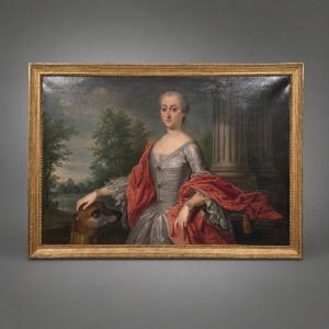 Portrait Of A Lady With A Greyhound, Oil On Canvas, 18th-century French School