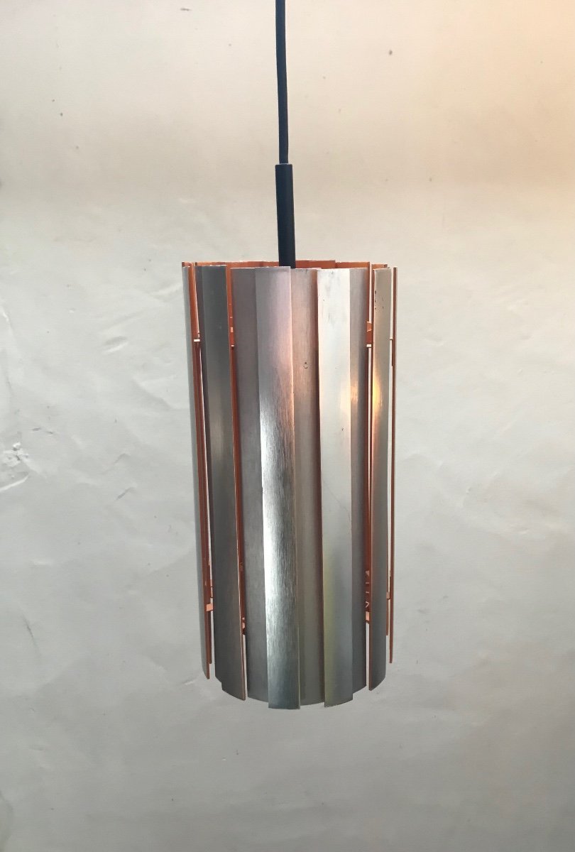 Silver Metal Pendant Lamp For Lita, Circa 1970.-photo-2