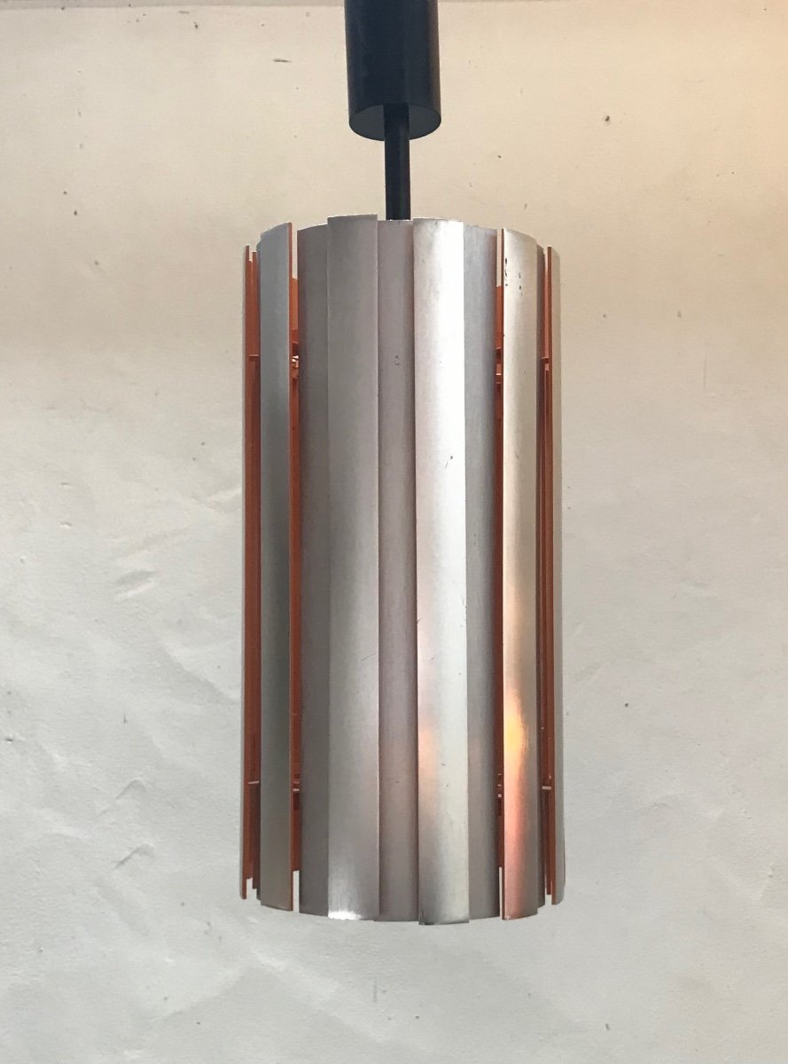 Silver Metal Pendant Lamp For Lita, Circa 1970.-photo-4