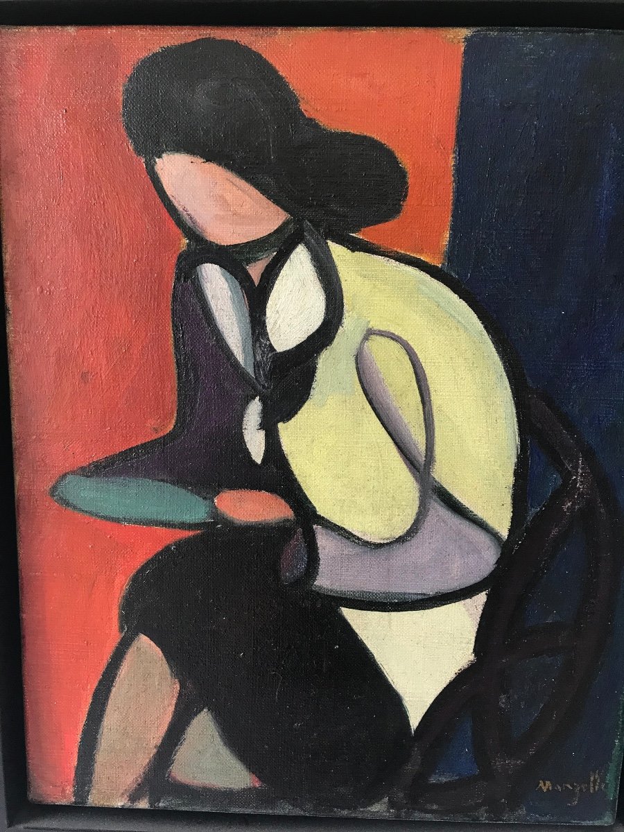 Jean Marzelle (1916-2005), Seated Woman, Oil On Canvas.-photo-3