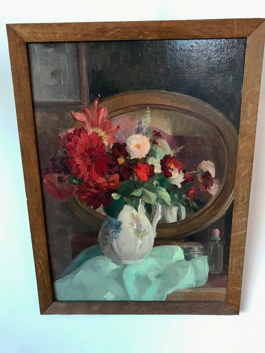 Michel Dubost (1879-1952) - Bouquet de fleurs - Huile sur panneau.-photo-1