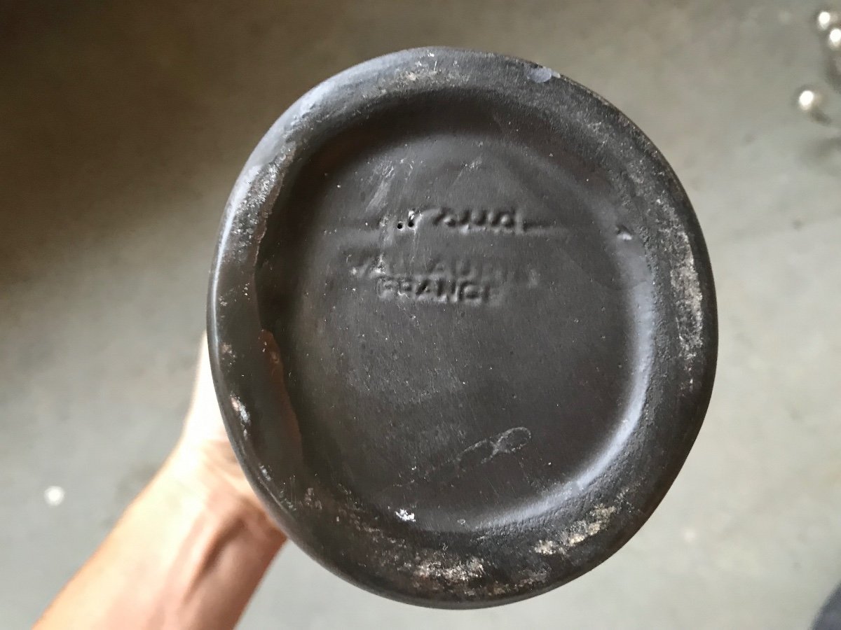 Free-form Vase In Black Ceramic By Louis Giraud In Vallauris, Circa 1960.-photo-5
