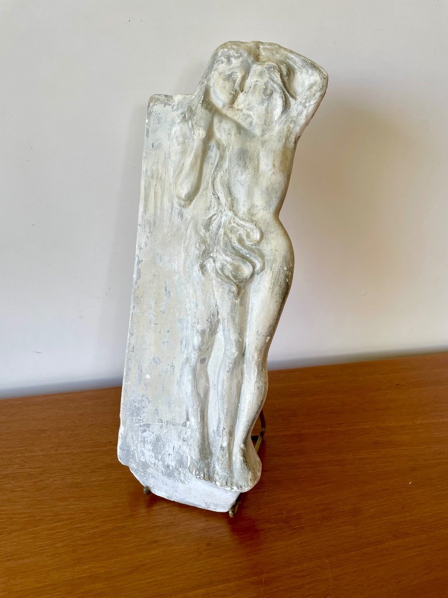 Plaster Bas-relief Representing Adam And Eve.-photo-4
