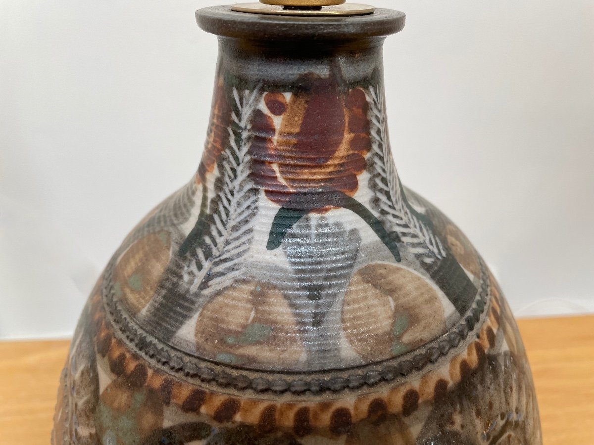 Lampe en céramique par Jean-claude Courjault, La Cerisaie, vers 1970.-photo-2