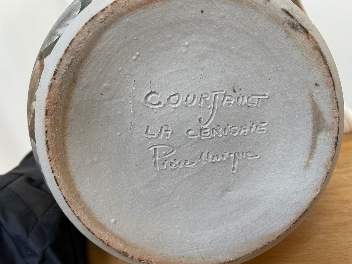 Lampe en céramique par Jean-claude Courjault, La Cerisaie, vers 1970.-photo-3