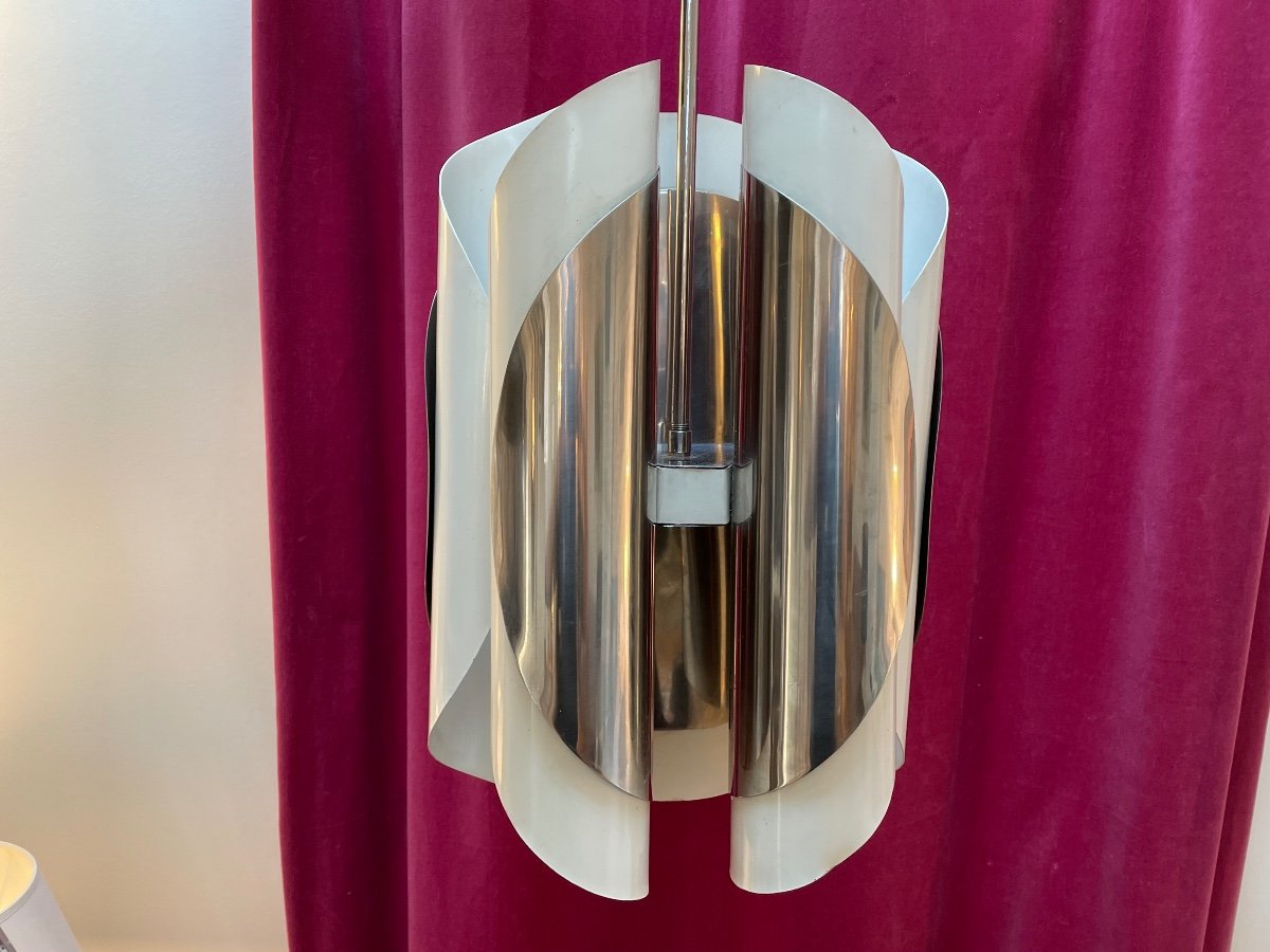 Chrome And Bakelite Pendant Light, Italy, 1970s.-photo-3