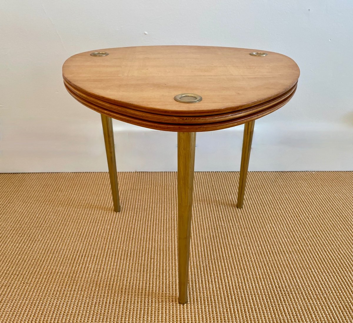 Suite de 3 tables gigognes " Patroy " par Pierre Cruège pour Formes, Vers 1950.-photo-2