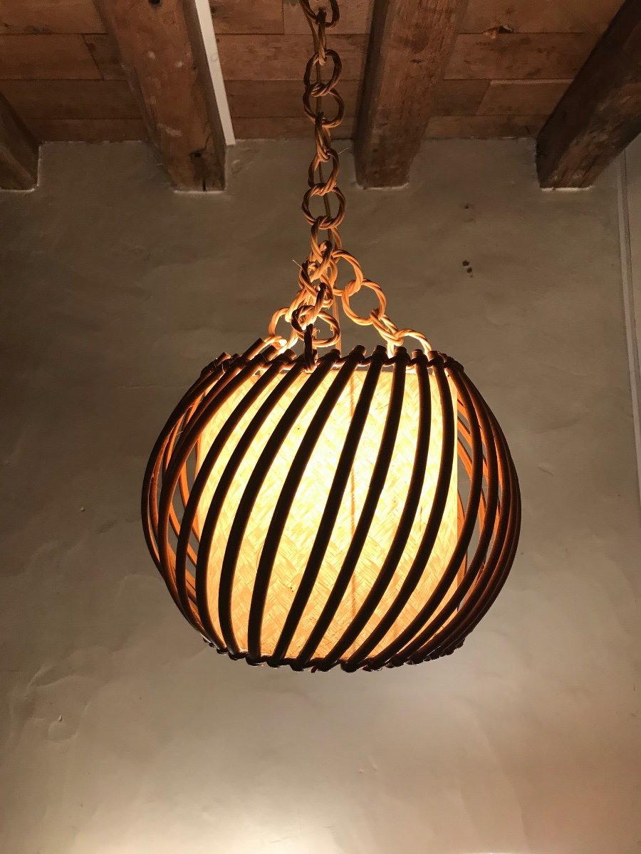 Suspension en rotin des années 50.