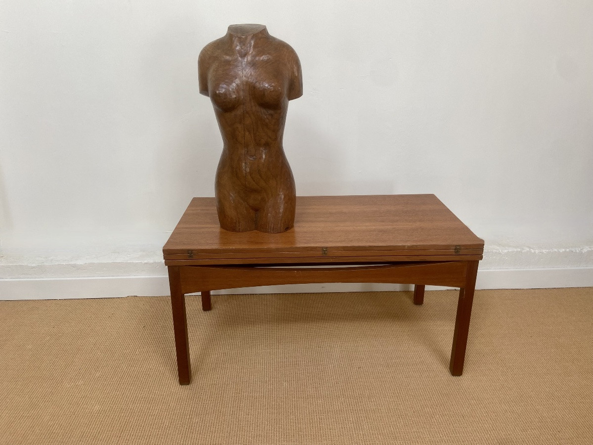 Buste Féminin en bois travaillé à la gouge.-photo-7