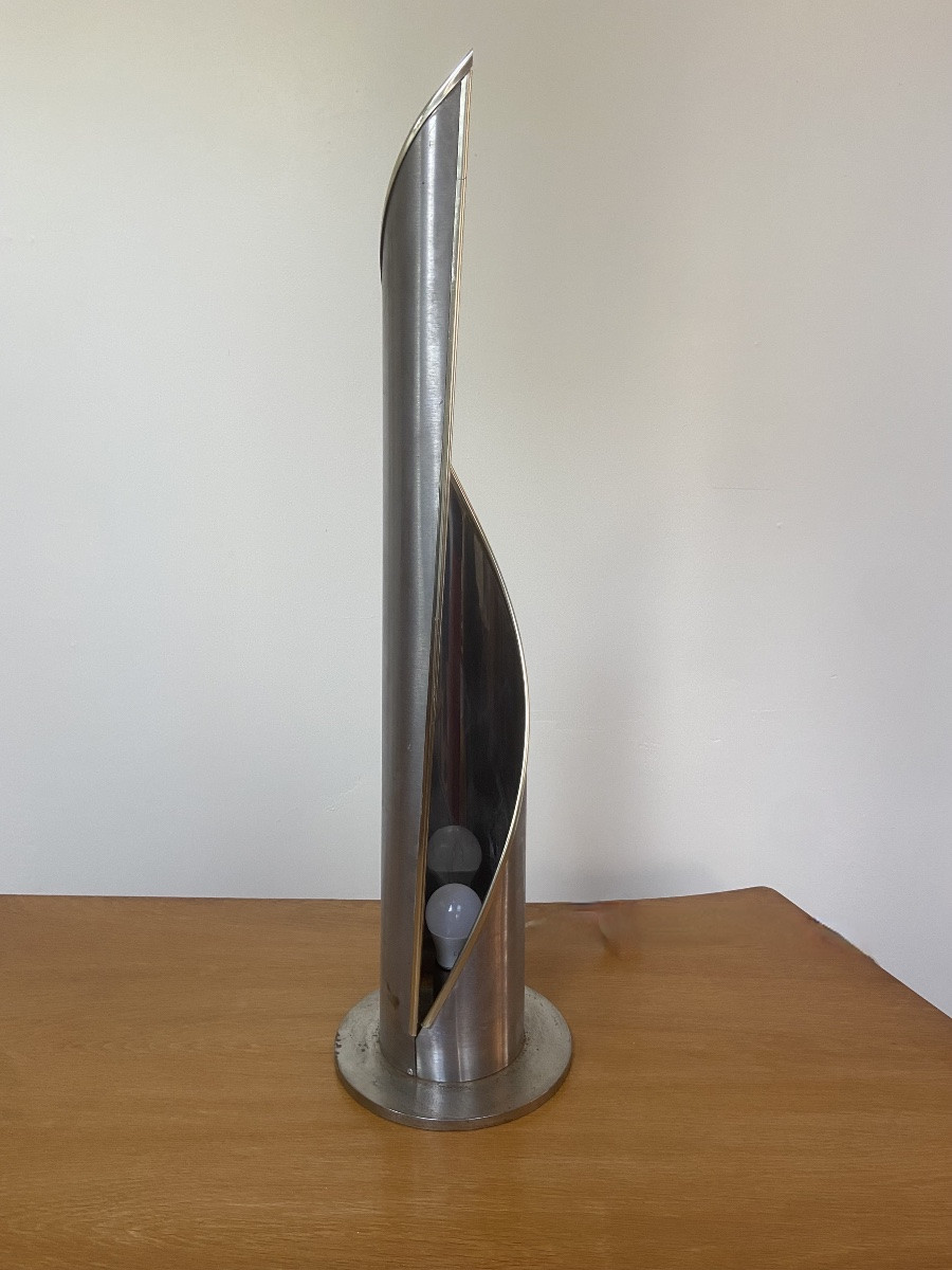 Lampe flamme  en aluminium, circa 1970.-photo-2