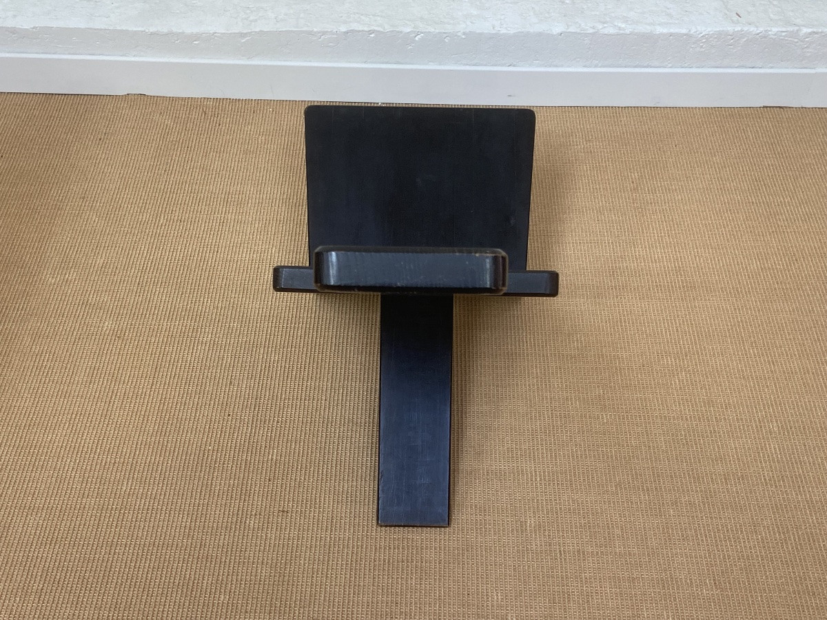 Africanist Chair In Stained Oak By Alain Gaubert, Circa 1980.-photo-4