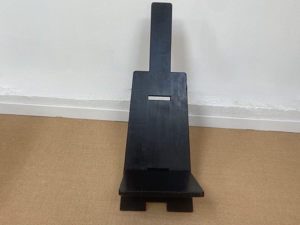 Africanist Chair In Stained Oak By Alain Gaubert, Circa 1980.-photo-1