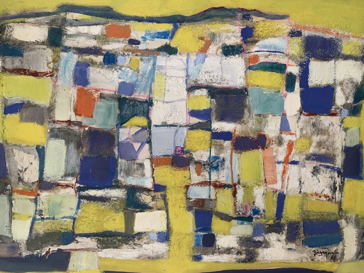 Composition abstraite par JC Dragomir, datée 1960.-photo-2