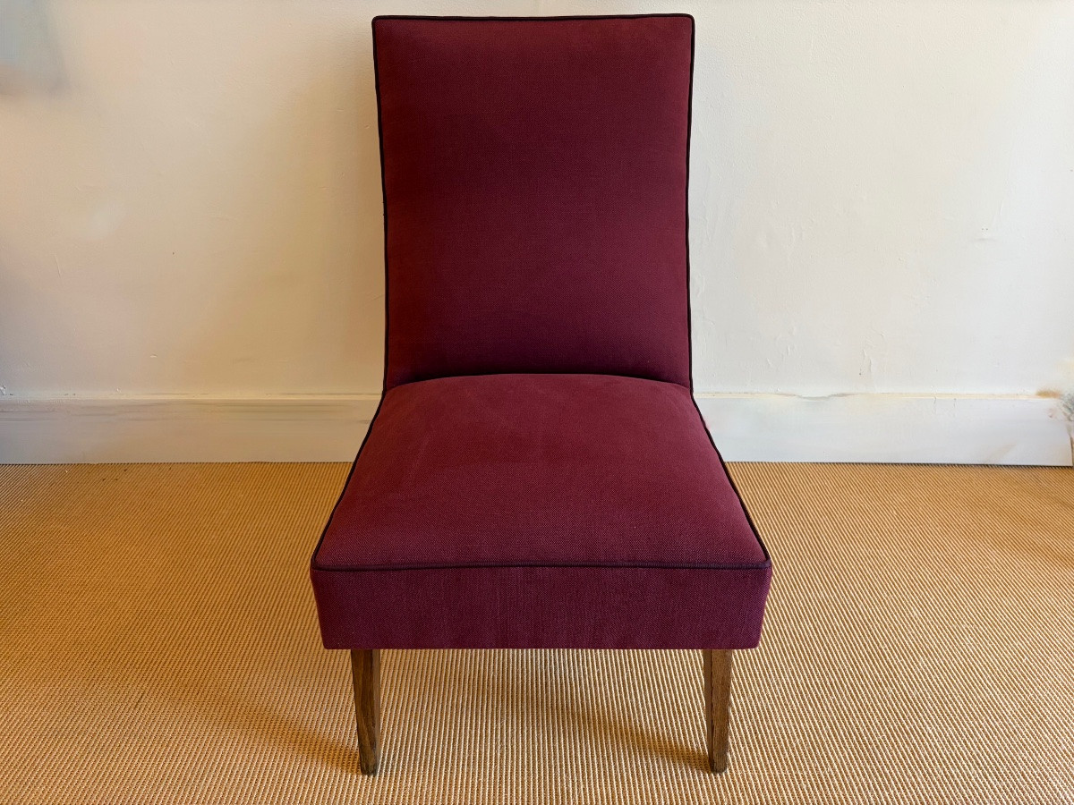 Pair Of 1950s Bordeaux Fabric Armchairs-photo-2