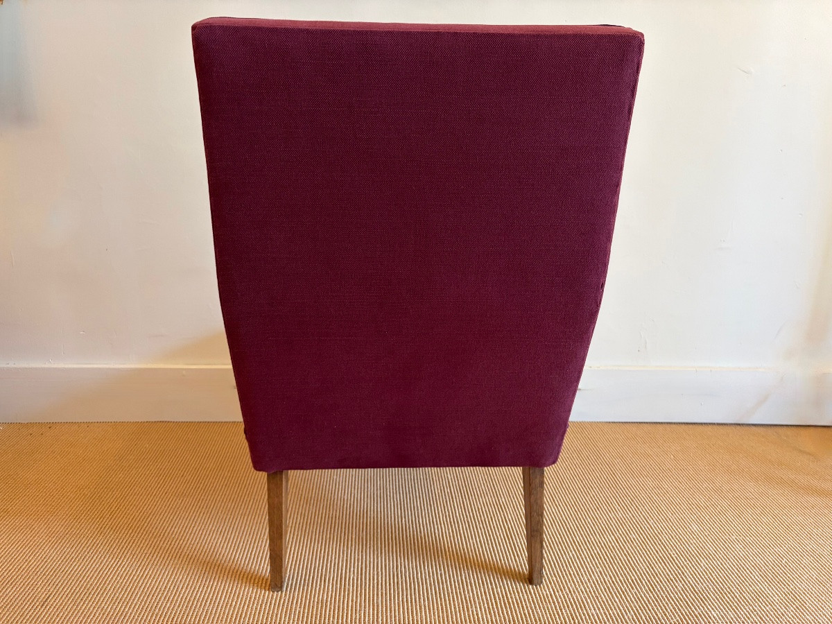 Pair Of 1950s Bordeaux Fabric Armchairs-photo-6