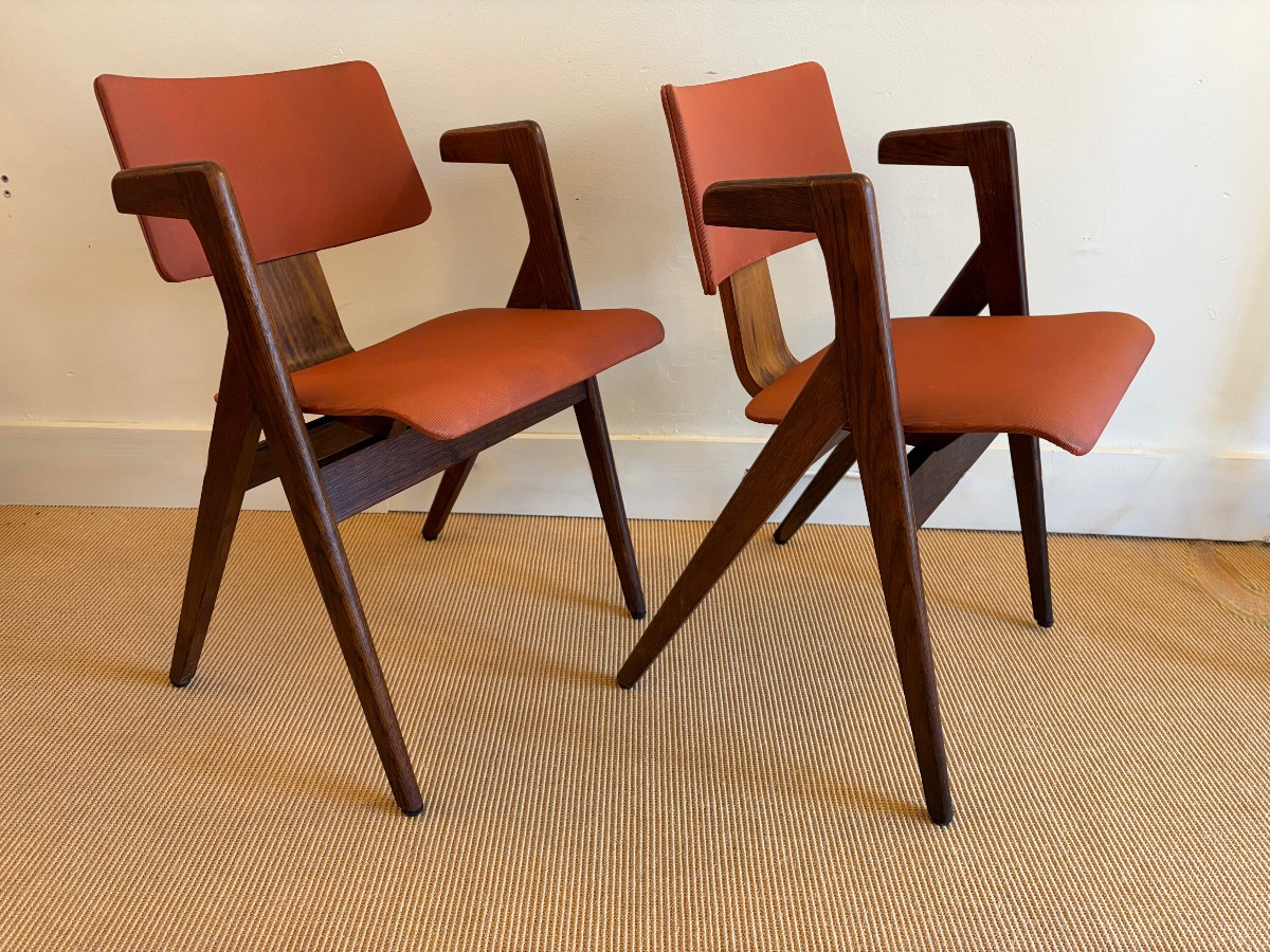 Pair Of Hillestak Model Armchairs By Robin Day, 1950s.-photo-4