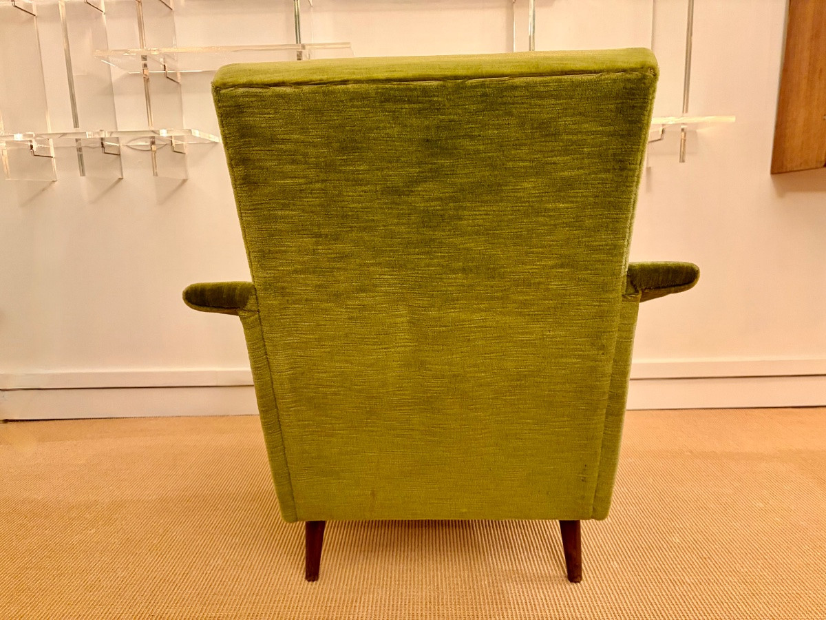 Pair Of Silk Velvet Armchairs, France, 1950s.-photo-5