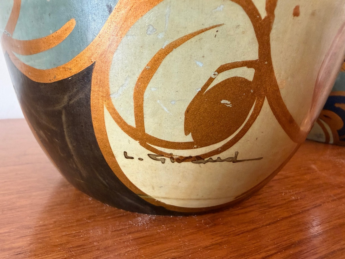 Pair Of Ceramic Vases By Louis Giraud, Vallauris Circa 1940.-photo-3