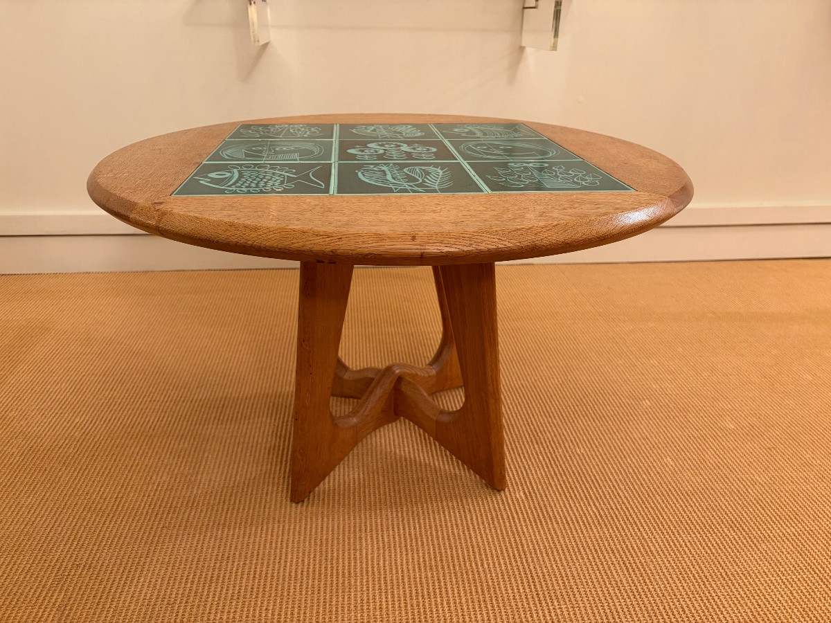 Table basse en chêne par Guilleme et Chambron pour " Votre Maison" vers 1950.-photo-2