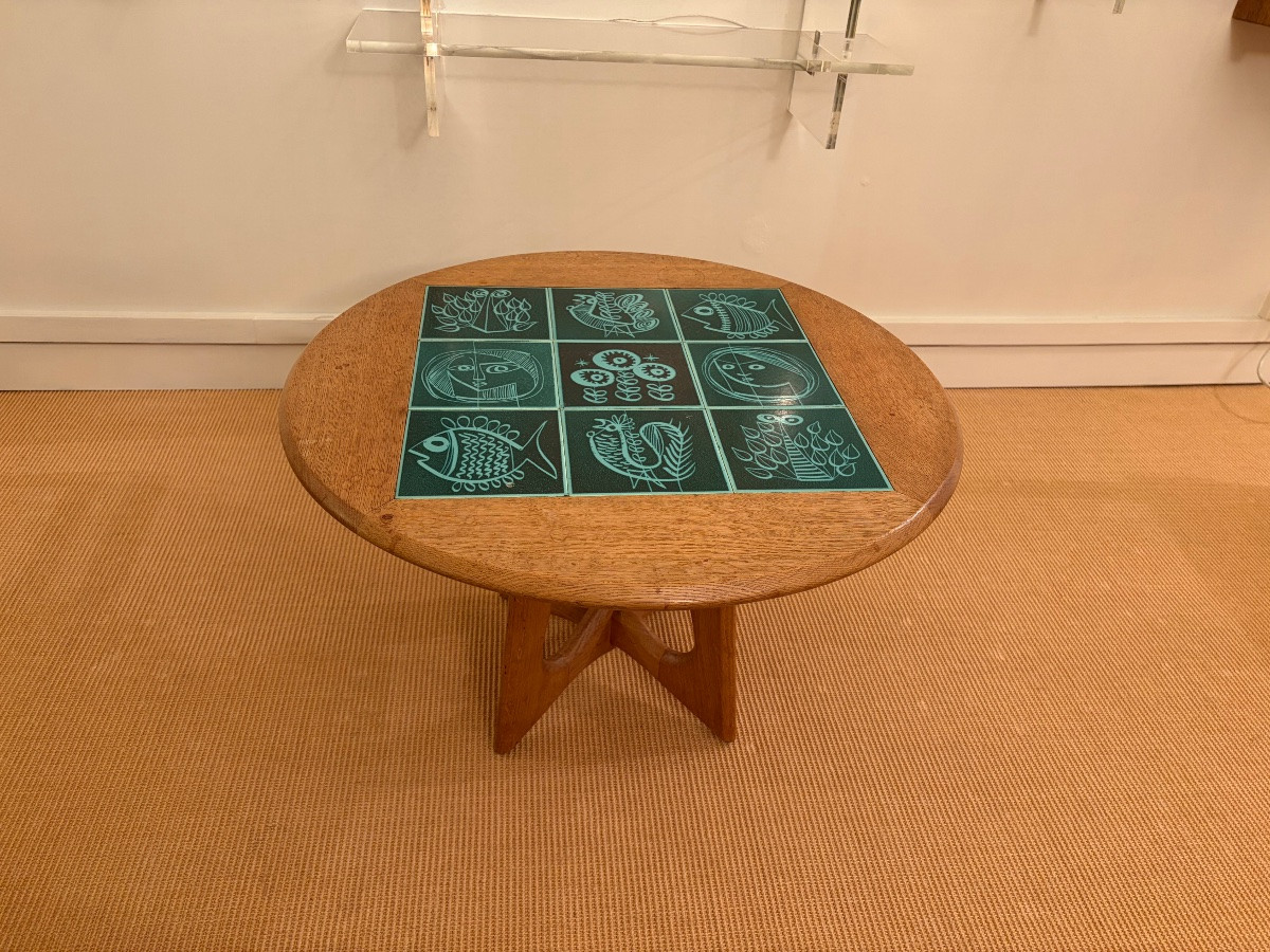 Table basse en chêne par Guilleme et Chambron pour " Votre Maison" vers 1950.-photo-3