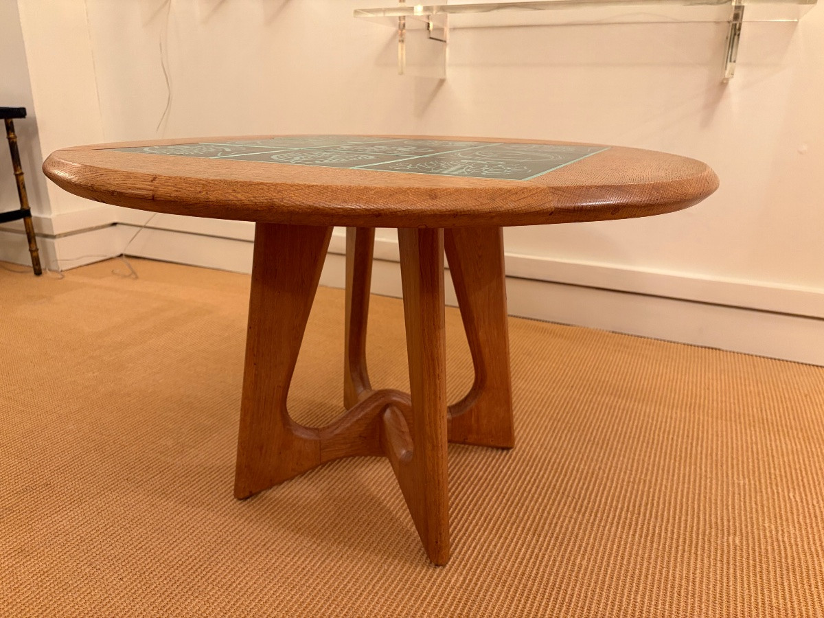 Table basse en chêne par Guilleme et Chambron pour " Votre Maison" vers 1950.-photo-1