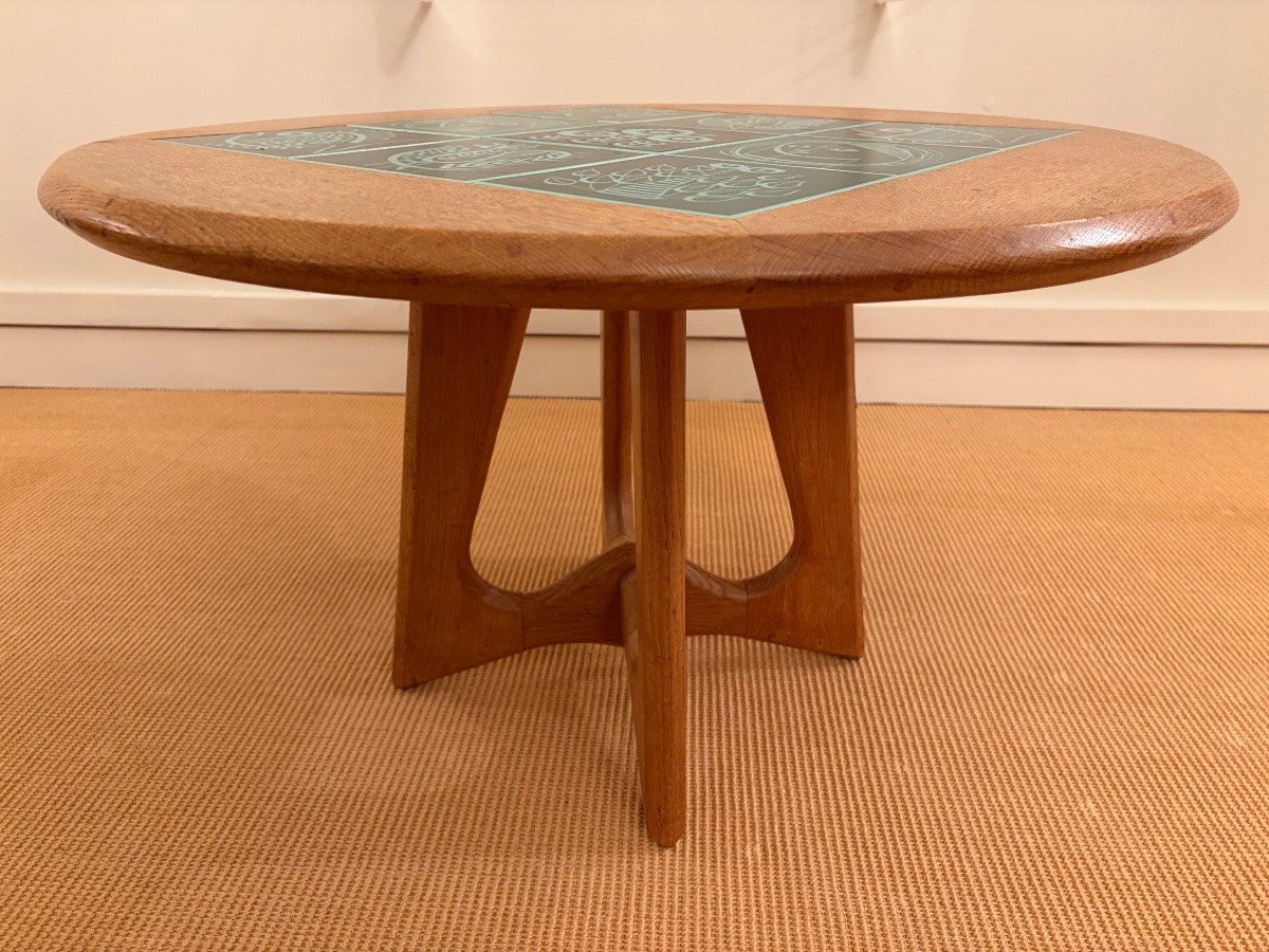 Table basse en chêne par Guilleme et Chambron pour " Votre Maison" vers 1950.-photo-5
